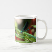 Tasse verte et noire de libellule