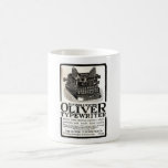 Tasse vintage d'annonce de machine à écrire d'Oliv