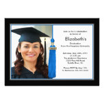 Tassel Photo Graduation Invitation Black & Blue invitations