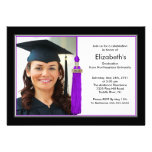 Tassel Photo Graduation Invitation Black & Purple invitations