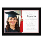 Tassel Photo Graduation Invitation Black & Red invitations