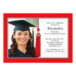 Tassel Photo Graduation Invitation Red & White invitations