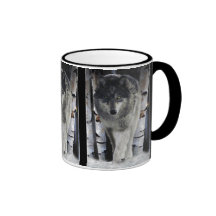 Tasses GRISES de cadeau de faune de LOUP de PAQUET