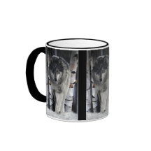 Tasses GRISES de cadeau de LOUP de BOIS DE CONSTRU