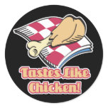 tastes like chicken round sticker