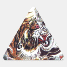Tatouage japonais de tigre autocollants en triangle