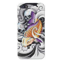 Tatouage oriental frais de crâne de carpe de Koi Coques iPhone 5