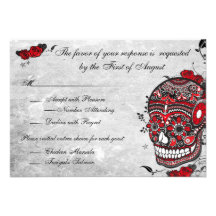 Tatouage rose et carte de réception de crâne de Fl Faire-parts