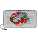 Tatouage rouge oriental frais de carpe de poissons haut-parleurs mp3