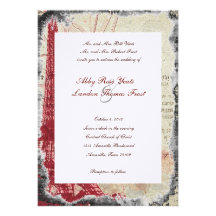 Tattered Red Paris Eiffel Tower Wedding Invitation