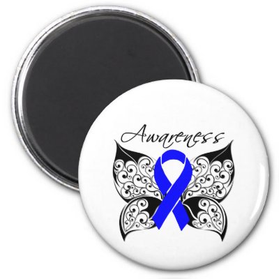 Tattoo Butterfly Awareness - Colon Cancer Fridge Magnet