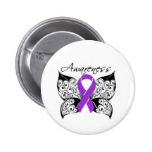 Tattoo Butterfly Awareness - Cystic Fibrosis Pinback Buttons