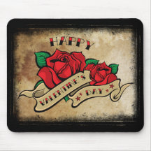 Tattoo Happy Valentine's Day Rose Mousepad