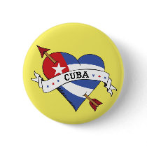 Tattoo Heart and Arrow with Cuban Flag Pinback Buttons