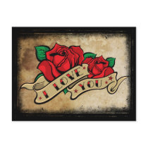 Tattoo I Love You Rose Postcard