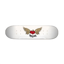 Tattoo Mom Crowned Heart with Wings Skate Board