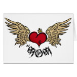 Tattoo MOM Urban Crowned Heart With Wings Card