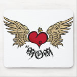 Tattoo MOM Urban Crowned Heart With Wings Mouse Pads