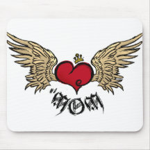 Tattoo MOM Urban Crowned Heart With Wings Mouse Pads