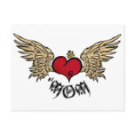 Tattoo MOM Urban Crowned Heart With Wings postcards
