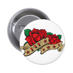 Tattoo Rose Mum Illustration Pinback Buttons