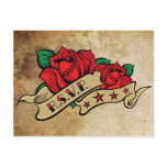 Tattoo Rose on Vintage Paper RSVP
