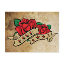 Tattoo Rose on Vintage Paper RSVP