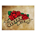 Tattoo Rose Thank You Post Card