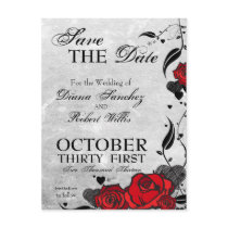Tattoo Roses and Hearts Save the Date Post Cards