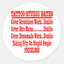 Tattoo Studio Rates "Priceless" Stickers