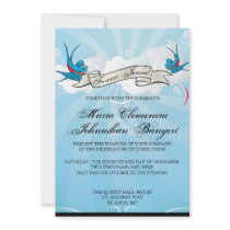 Tattoo Swallows and Scroll Bridal Shower Invite