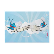 Tattoo Swallows and Scroll Reception card