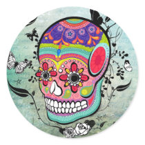 Tattoo Urban Muerte Day of the Dead. Round Stickers