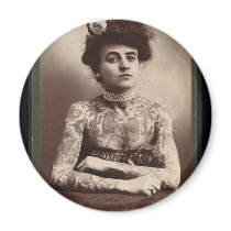 Tattooed American Woman Fridge Magnets
