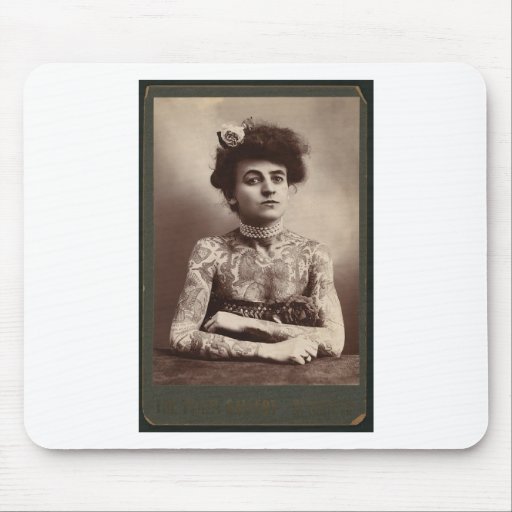 Tattooed American Woman Mouse Pads