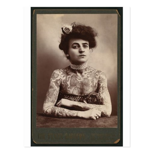 Tattooed American Woman Post Card