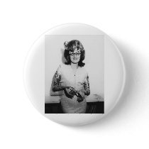Tattooed Glasses Chick Pinback Button