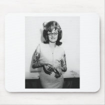 Tattooed Glasses Chick Mousepad