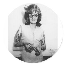 Tattooed Glasses Chick Round Stickers