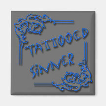 Tattooed Sinner blue Refrigerator Magnets