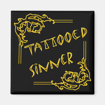Tattooed Sinner yellow Magnet