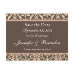 Taupe and Pale Peach Damask Save The Date Postcard