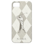 Taupe Argyle Pattern, Personalized Golf