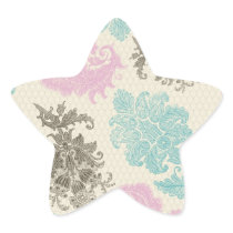 taupe mauve and blue flower damask stickers