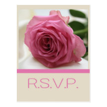 taupe pink rose RSVP cards fpr a wedding Post Card