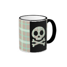 Taupe Plaid Skull Mug