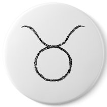 Taurus. Zodiac Astrology Sign. Black. Buttons