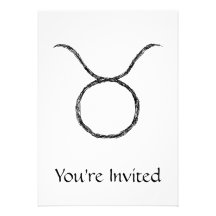Taurus. Zodiac Astrology Sign. Black. Custom Invite