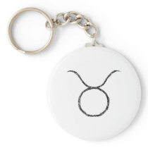 Taurus. Zodiac Astrology Sign. Black. Key Chains