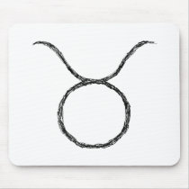 Taurus. Zodiac Astrology Sign. Black. Mouse Pad